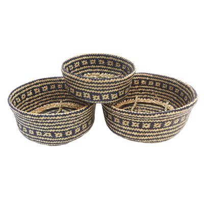 Artisan Crafted Natural Fiber Baskets (Set of 3)