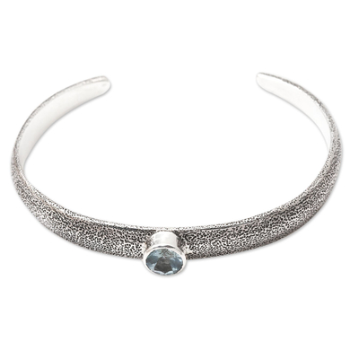 Handmade Sterling Silver and Blue Topaz Cuff Bracelet