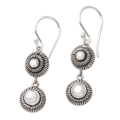 Cultured Freshwater Pearl and Sterling Silver Earrings