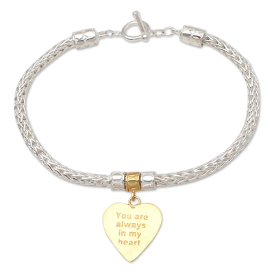 Gold-Plated Sterling Silver Heart Charm Bracelet