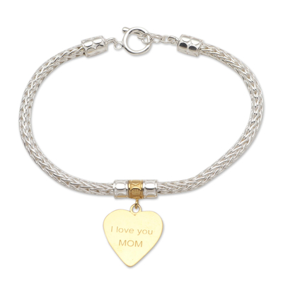 Gold-Plated Sterling Silver Heart Charm Bracelet from Bali