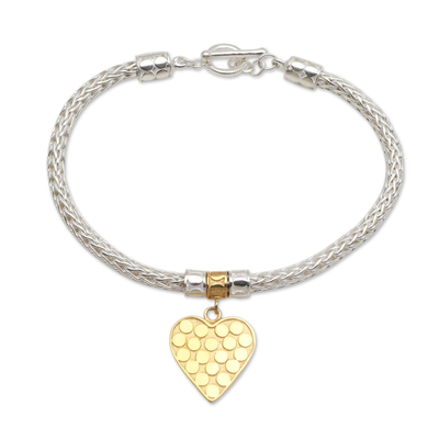 Hand Made Gold-Plated Heart Charm Bracelet from Bali