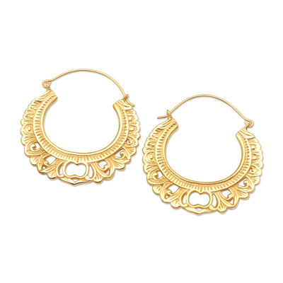 Hand Crafted Gold-Plated Hoop Earrings from Bali
