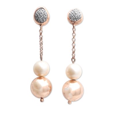 Rose Gold-Plated Cultured Pearl Dangle Earrings