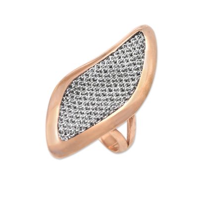 Rose Gold-Plated Brass and Mesh Cocktail Ring