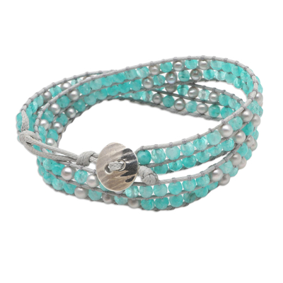 Amazonite and Cultured Pearl Wrap Bracelet