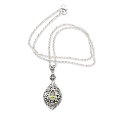 Peridot and Sterling Silver Pendant Necklace