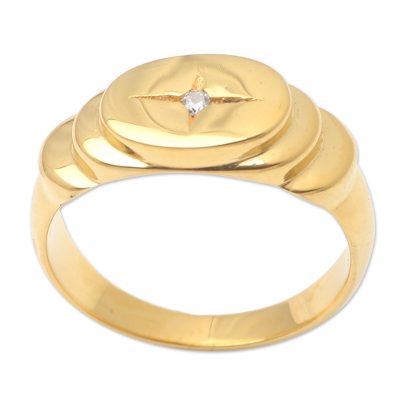 Gold-Plated Cubic Zirconia Cocktail Ring