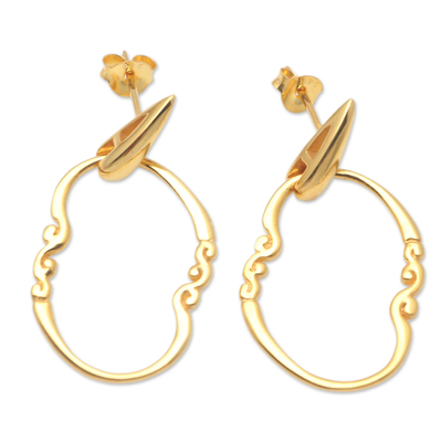 Gold-Plated Balinese Dangle Earrings