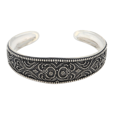 Artisan Crafted Sterling Silver Cuff Bracelet from Bali