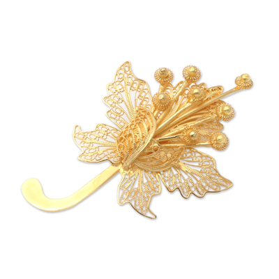 Gold-Plated Sterling Silver Flower Brooch