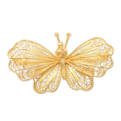 Gold-Plated Sterling Silver Butterfly Brooch