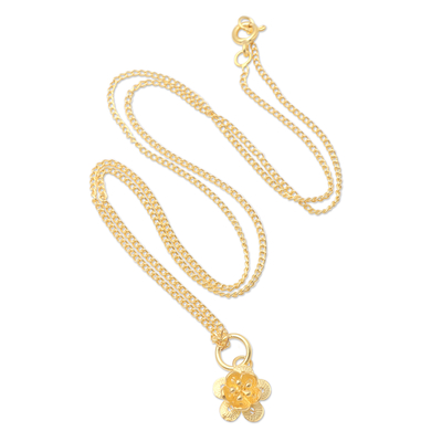 Gold-Plated Sterling Silver Filigree Pendant Necklace