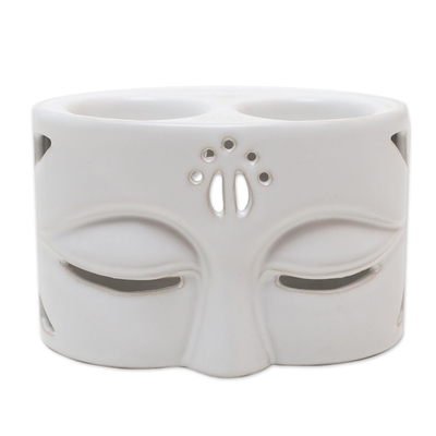 White Ceramic Buddha-Themed Oil Warmer