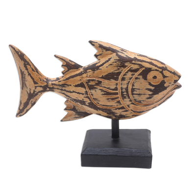 Albesia Wood Snapper Fish Statuette