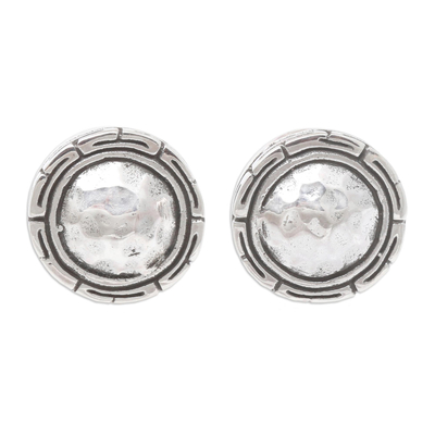 Hand Crafted Sterling Silver Button Earrings