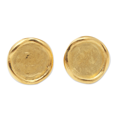 Handmade Gold-Plated Sterling Silver Button Earrings