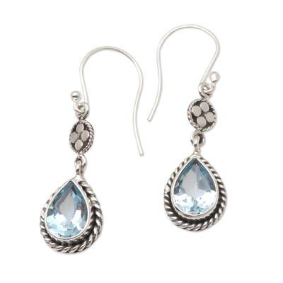Sterling Silver and Blue Topaz Dangle Earrings