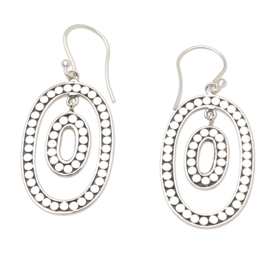 Sterling Silver Dot-Motif Dangle Earrings