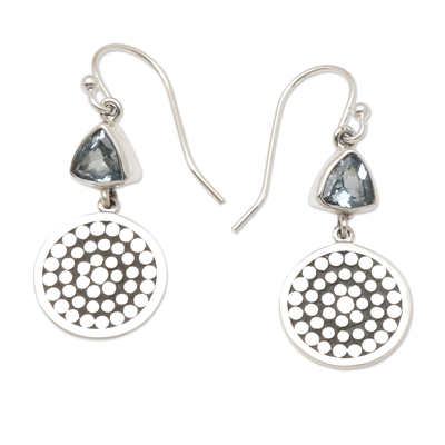 Sterling Silver and Blue Topaz Balinese Earrings