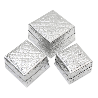 Artisan Crafted Decorative Aluminum Boxes (Set of 3)