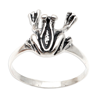 Sterling Silver Frog-Themed Cocktail Ring