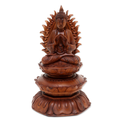 Hand Crafted Suar Wood Buddha Sculpture