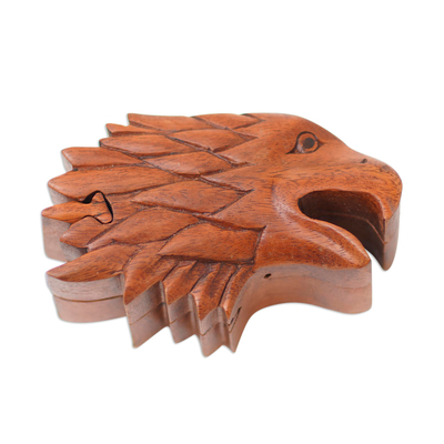 Suar Wood Eagle-Motif Puzzle Box