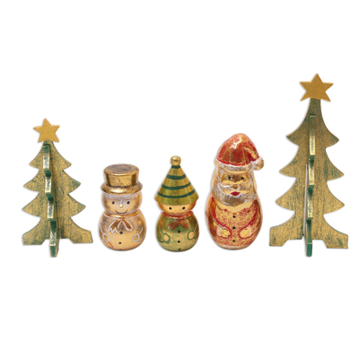 Distressed-Finish Decorative Christmas Accents (Set of 5)