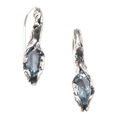 Hand Made Blue Topaz and Sterling Silver Drop Earrings