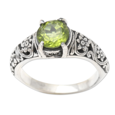 Peridot and Sterling Silver Solitaire Ring