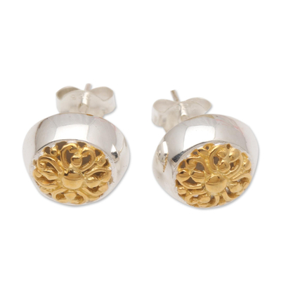 Gold-Accented Floral Stud Earrings