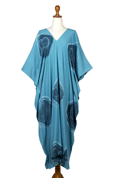 Hand-Painted Rayon Caftan from Bali
