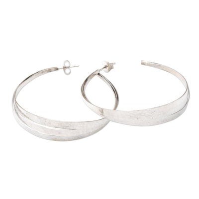Hand Crafted Sterling Silver Half-Hoop Earrings