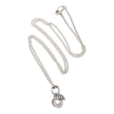 Cultured Pearl and Sterling Silver Pendant Necklace