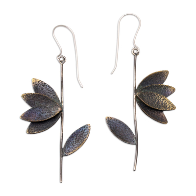 Handcrafted Brass Leaf-Motif Dangle Earrings