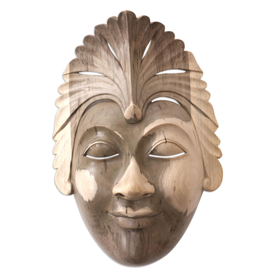 Hand Carved Balinese Hibiscus Wood Mask