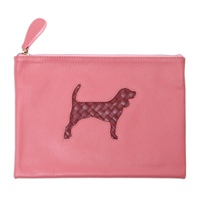 Hand Crafted Dog-Themed Leather Clutch