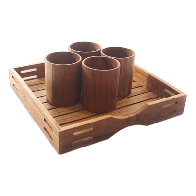Artisan Crafted Teak Wood Tray from Bali