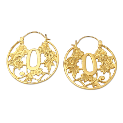 Gold-Plated Balinese Hoop Earrings