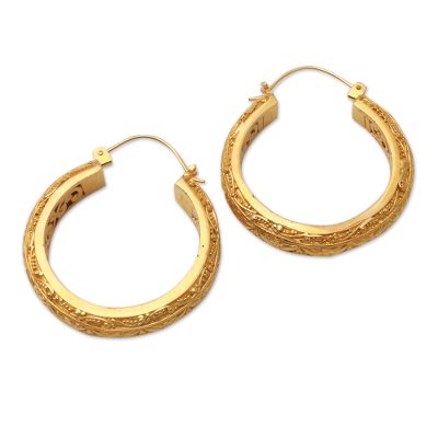 Artisan Crafted Gold-Plated Hoop Earrings from Bali