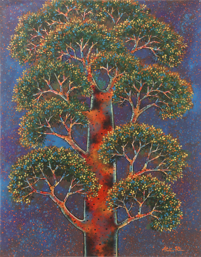 Signed Tree Painting on Canvas