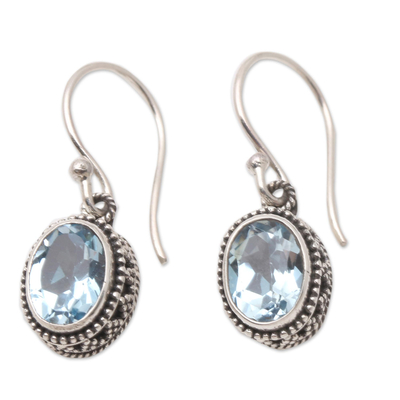 Handmade Sterling Silver and Blue Topaz Dangle Earrings