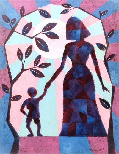 Mother and Child Acrylic Painting on Canvas
