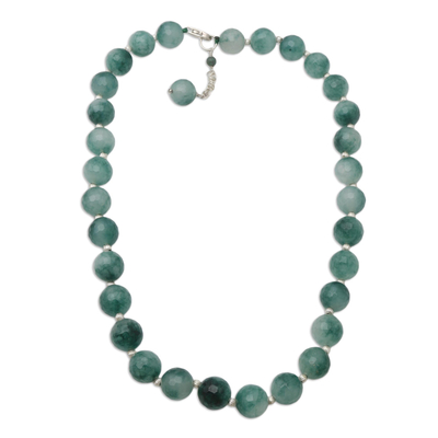 Artisan Crafted Sterling Silver and Agate Beaded Necklace