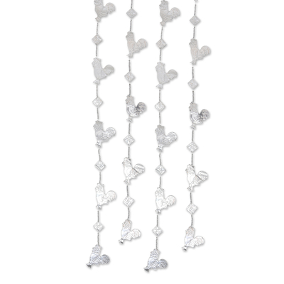 Aluminum Rooster-Themed Holiday Garland (Set of 4)