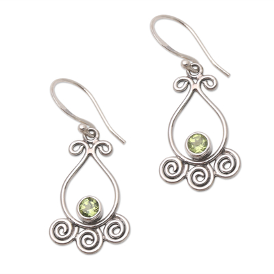 Artisan Crafted Peridot and Sterling Silver Dangle Earrings
