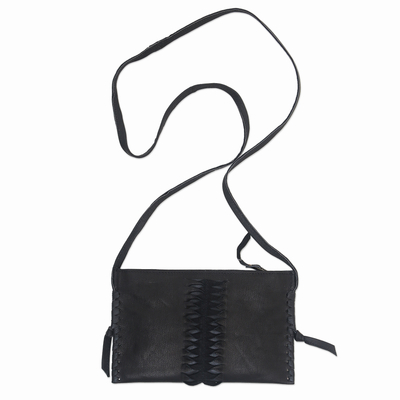 Hand-Cut Leather Sling Bag from Bali