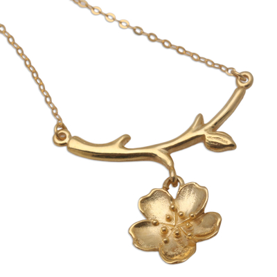 Floral Gold-Plated Pendant Necklace