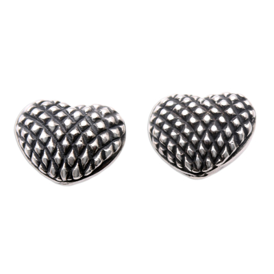 Sterling Silver Heart-Shaped Stud Earrings